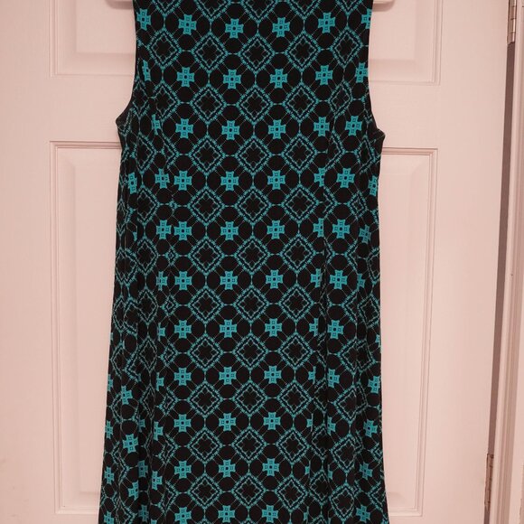 Magnolia Grace Black & Turquoise Sleeveless Dress With Cutouts in Neckline - Picture 3 of 3